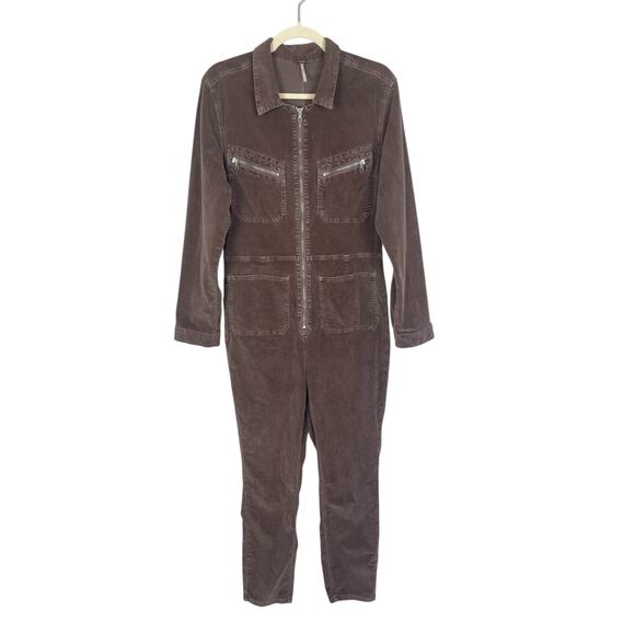 Free People Pants - Free People Corduroy Long Sleeve Coverall Jumpsuit Brown Large Utilitarian Retro